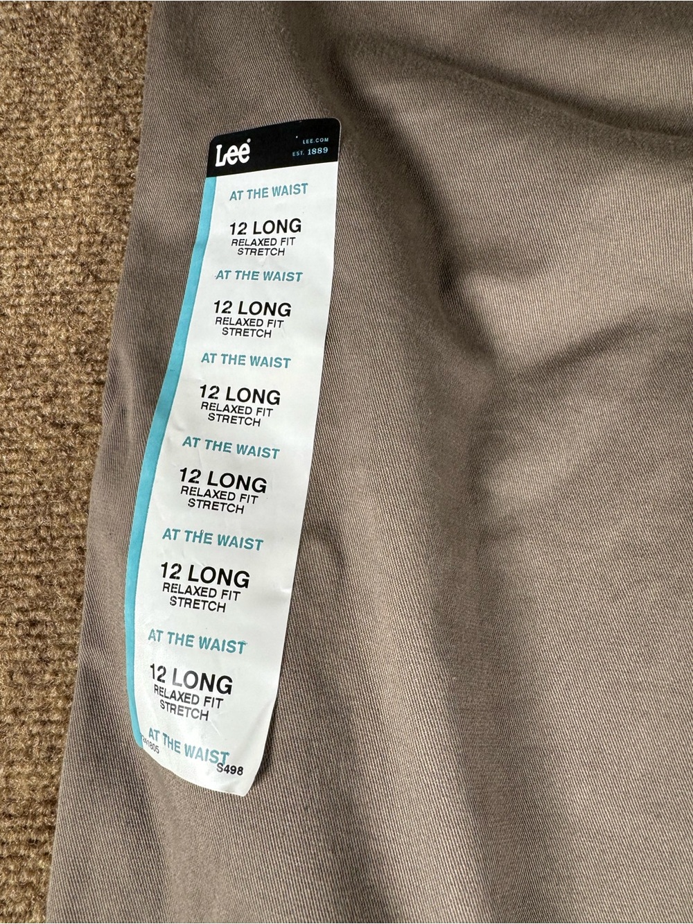 Lee Relaxed Plain Front Straight Leg Gray Brown Pants Size 12 Long - Picture 6 of 12